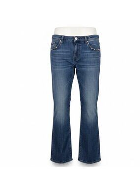 Premium Denims Goods Mens Denim Studded Jeans Boot Cut Embellished Size 38